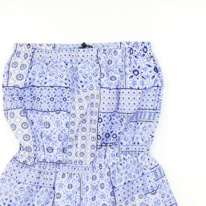 Peacocks Womens Blue Geometric  Jumpsuit One-Piece Size M
