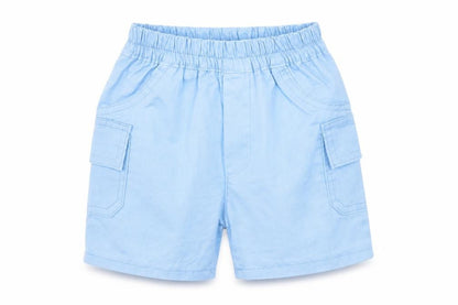 Front view of Baby C Baby Blue Cropped Trousers, size 6-9, Months