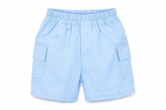 Front view of Baby C Baby Blue Cropped Trousers, size 6-9, Months