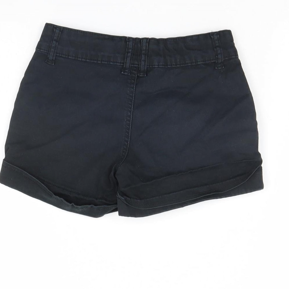 Preworn Girls Black  Denim Cut-Off Shorts Size 8 Years