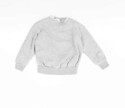 Preworn Girls Grey   Pullover Jumper Size 4 Years  - Barbie