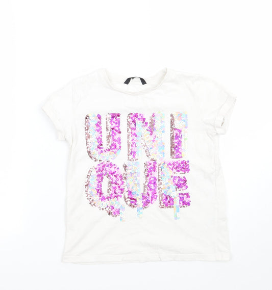 George Girls White   Basic T-Shirt Size 7-8 Years