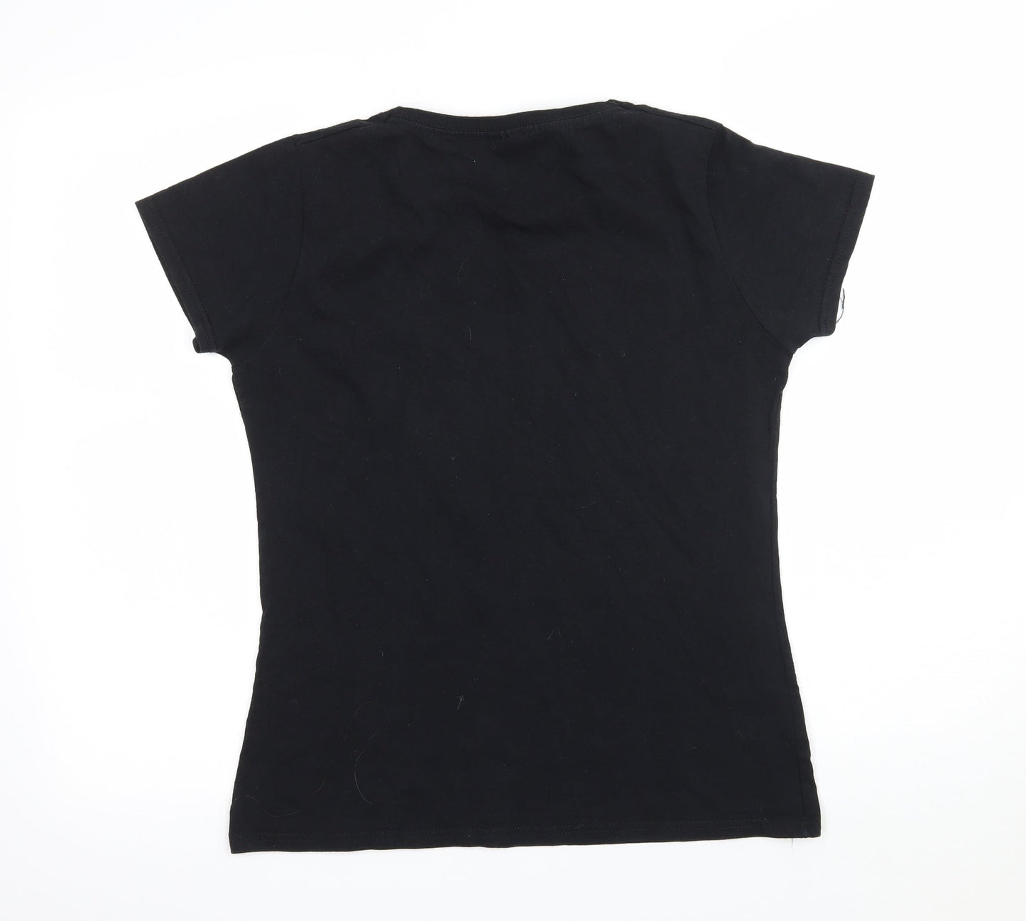 Womens UK Size M Fruit of the Loom Black Basic T-Shirt