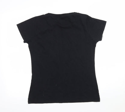 Womens UK Size M Fruit of the Loom Black Basic T-Shirt