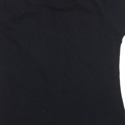 Womens UK Size M Fruit of the Loom Black Basic T-Shirt
