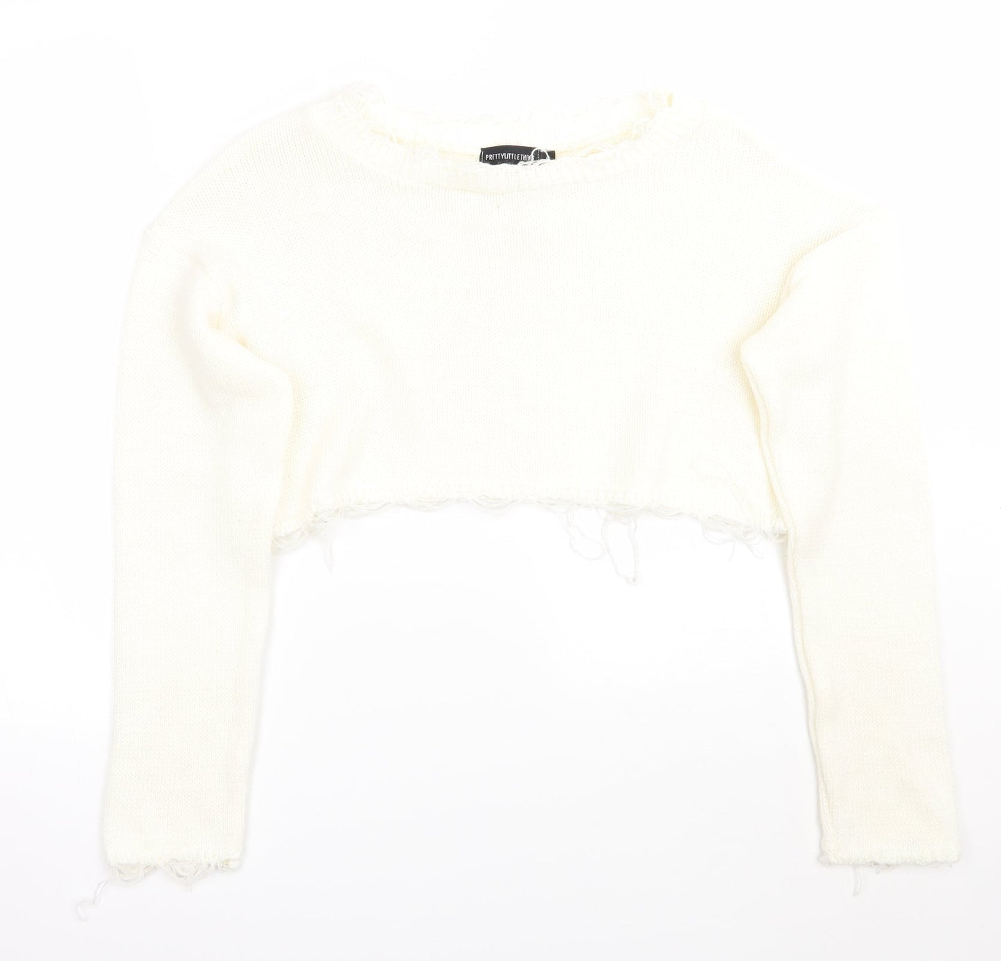 Womens UK Size S PRETTYLITTLETHING White Pullover Jumper
