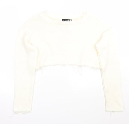 Womens UK Size S PRETTYLITTLETHING White Pullover Jumper