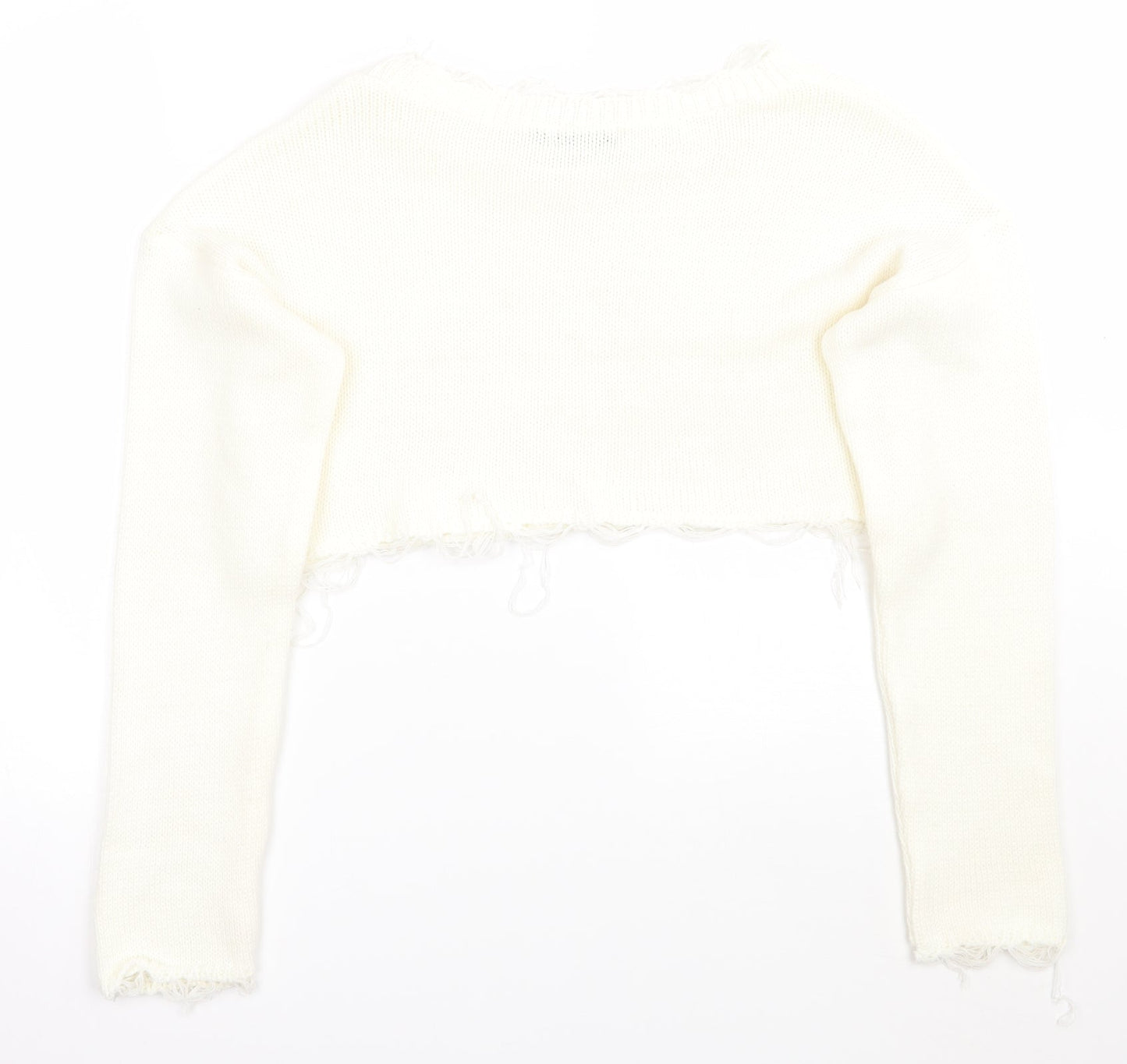 Womens UK Size S PRETTYLITTLETHING White Pullover Jumper