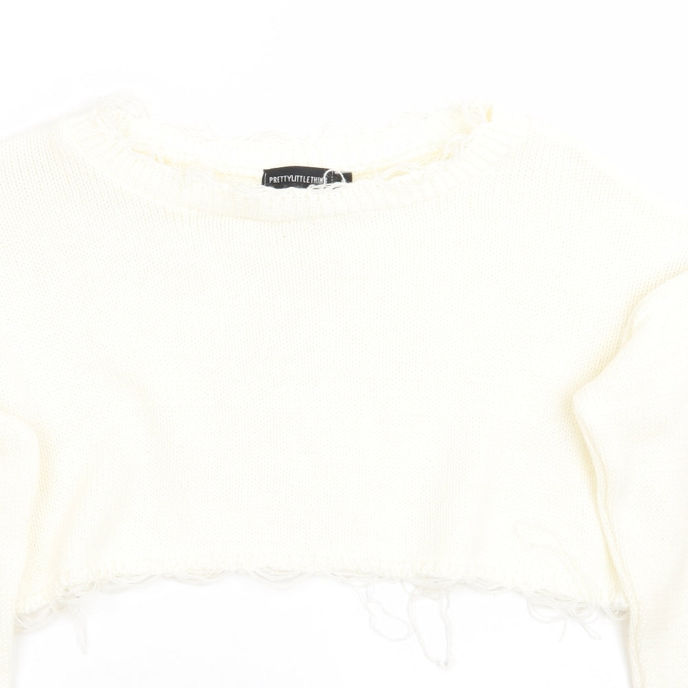 Womens UK Size S PRETTYLITTLETHING White Pullover Jumper