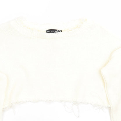 Womens UK Size S PRETTYLITTLETHING White Pullover Jumper