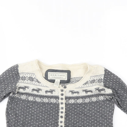 Heritage Girls Grey Polka Dot  Pullover Jumper Size S