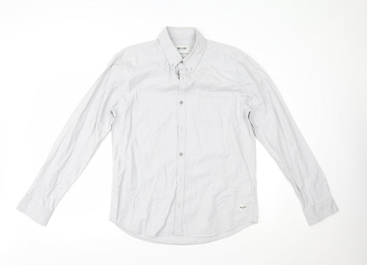 Mens UK Size L ONLY & SONS Grey  Button-Up Long Sleeve Casual Shirt
