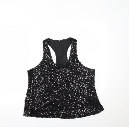 Womens UK Size XL Preworn Black Cropped Tank