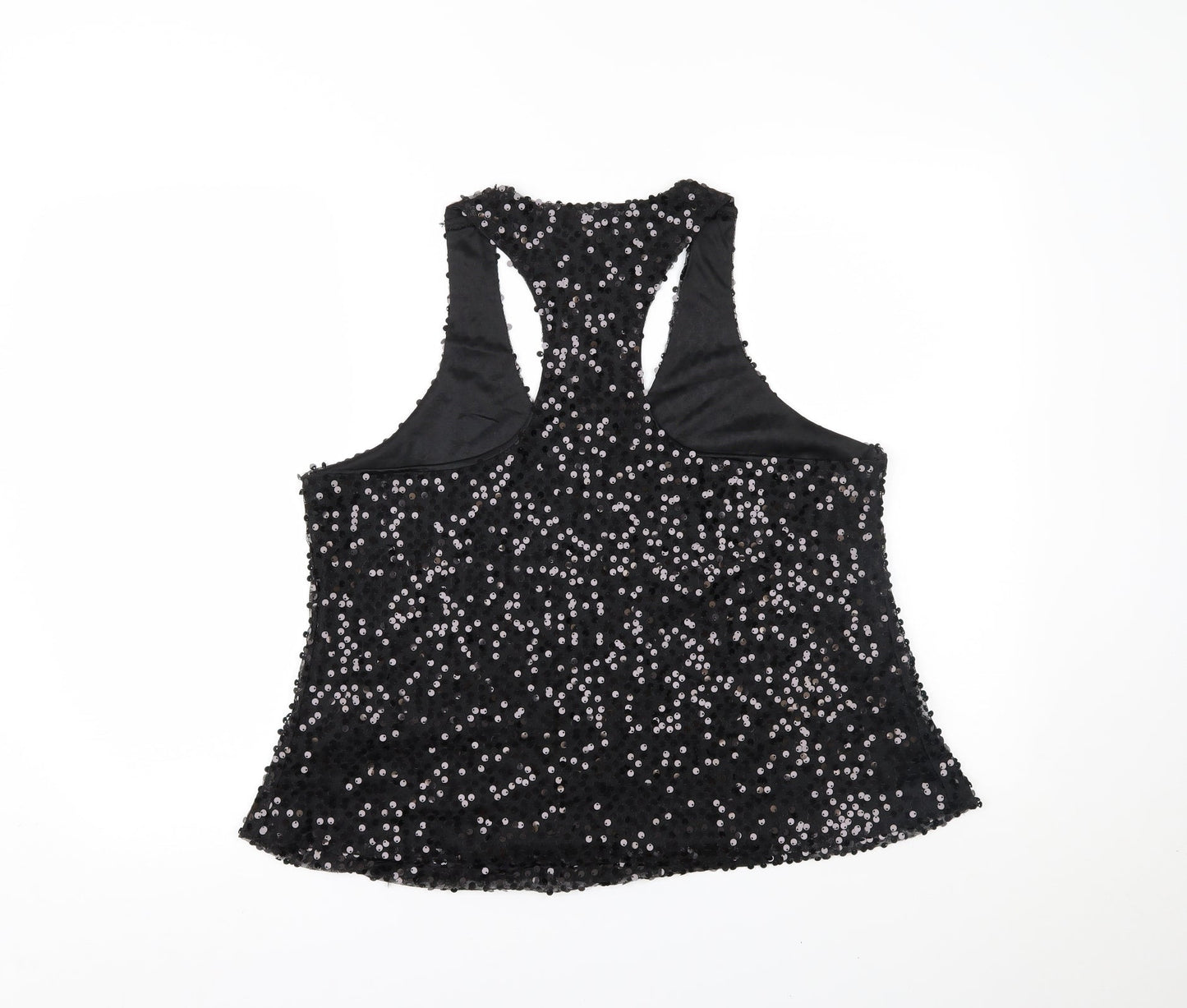 Womens UK Size XL Preworn Black Cropped Tank
