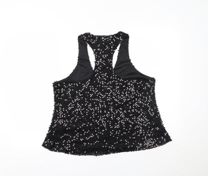 Womens UK Size XL Preworn Black Cropped Tank