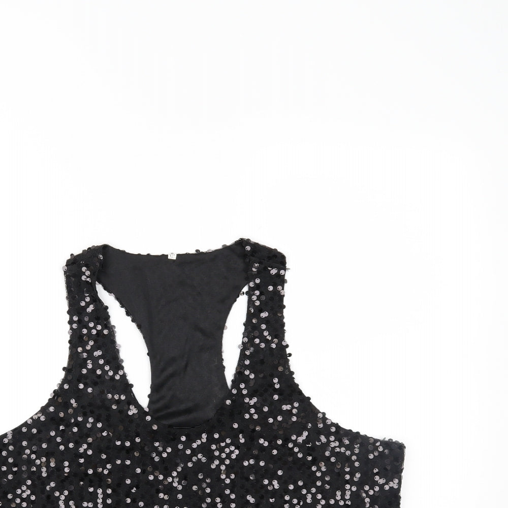 Womens UK Size XL Preworn Black Cropped Tank