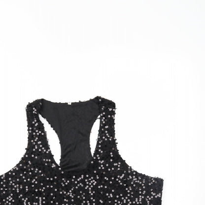 Womens UK Size XL Preworn Black Cropped Tank
