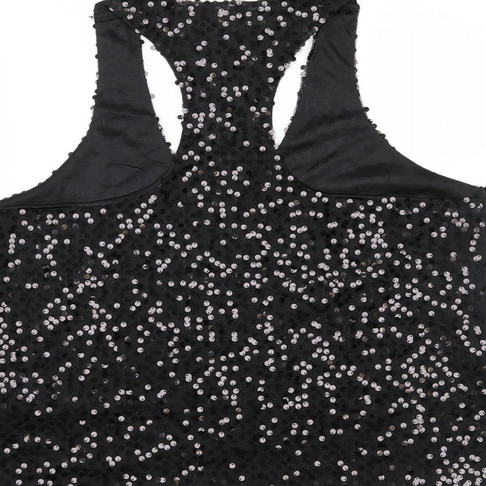 Womens UK Size XL Preworn Black Cropped Tank