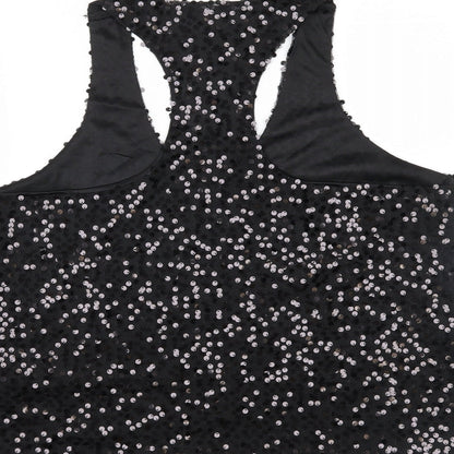 Womens UK Size XL Preworn Black Cropped Tank