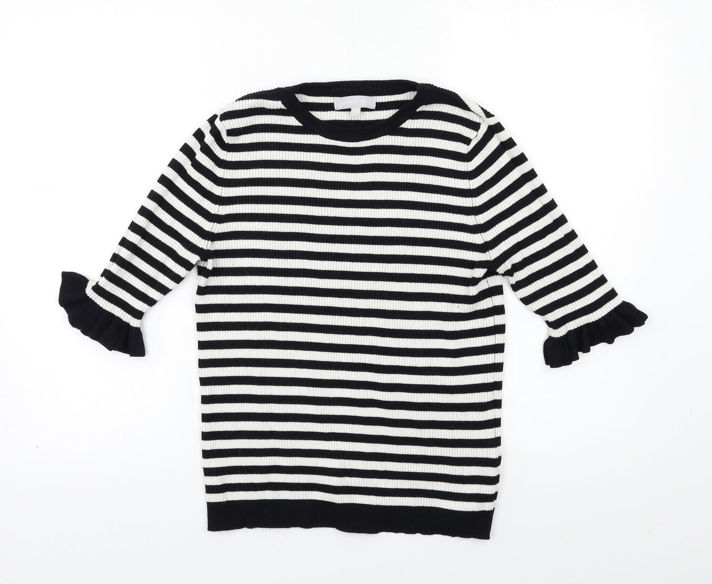 Debenhams Womens White Striped  Pullover Jumper Size 12