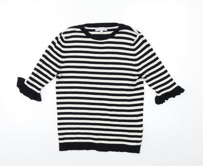Debenhams Womens White Striped  Pullover Jumper Size 12