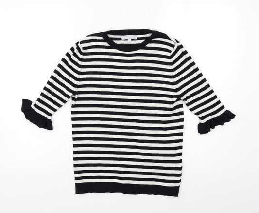 Debenhams Womens White Striped  Pullover Jumper Size 12