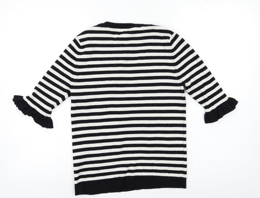 Debenhams Womens White Striped  Pullover Jumper Size 12