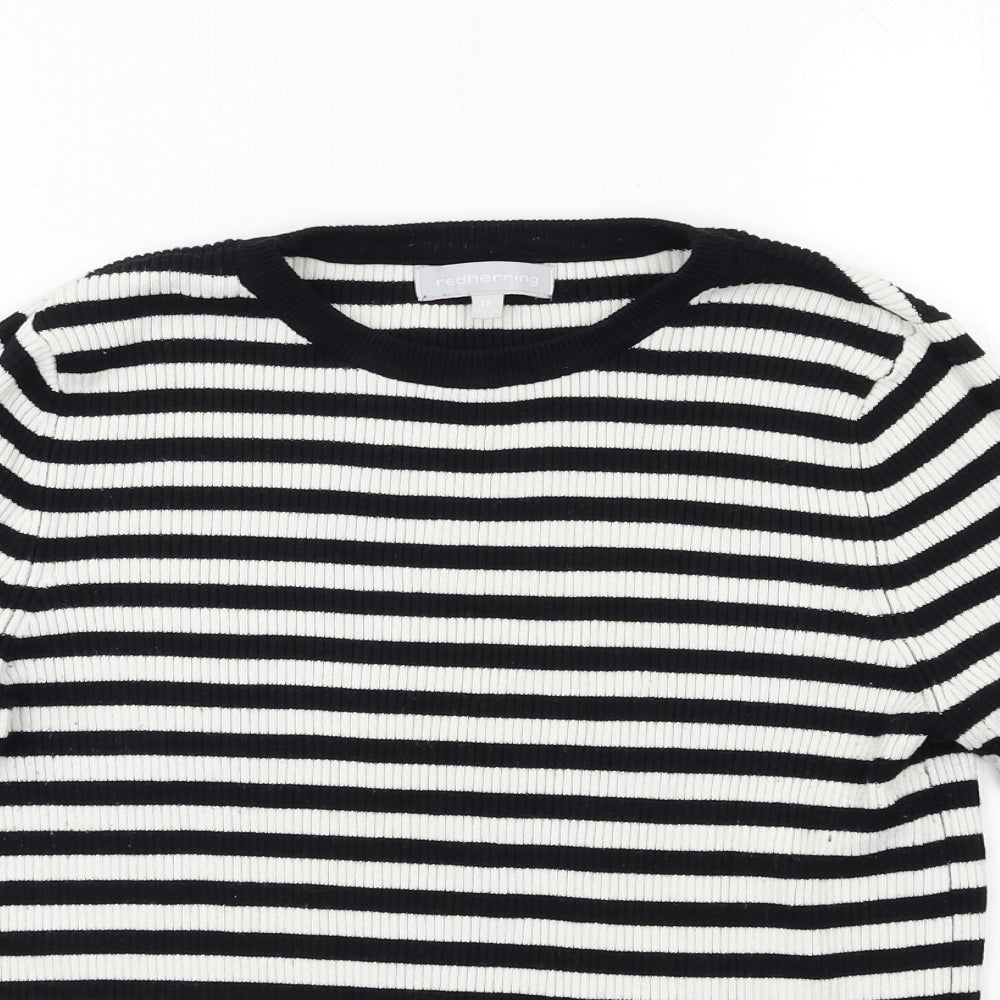 Debenhams Womens White Striped  Pullover Jumper Size 12