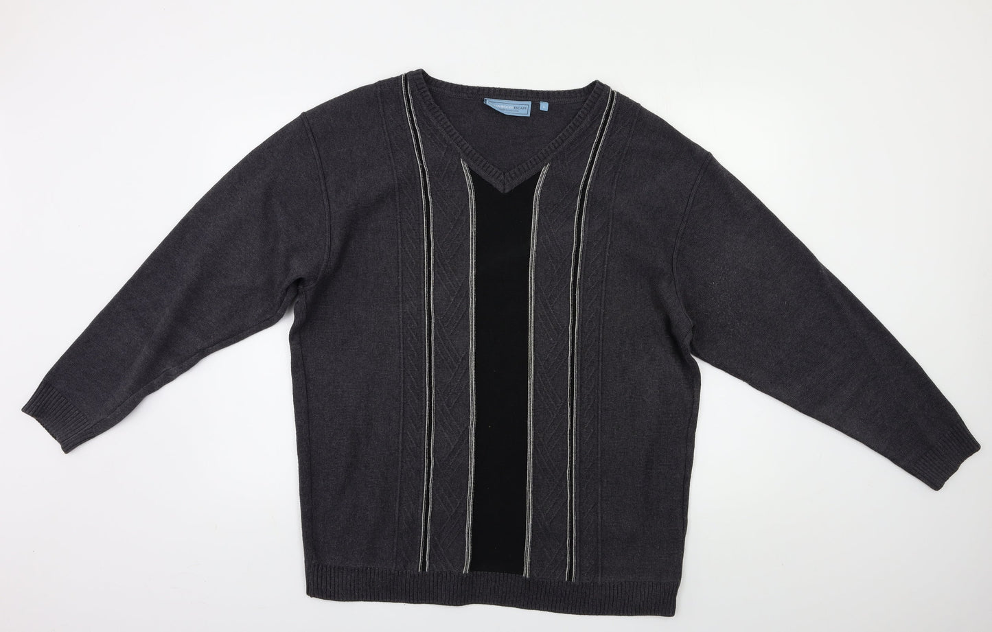 Greenwoods Mens Grey Striped  Pullover Jumper Size L