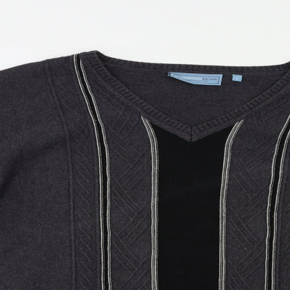Greenwoods Mens Grey Striped  Pullover Jumper Size L