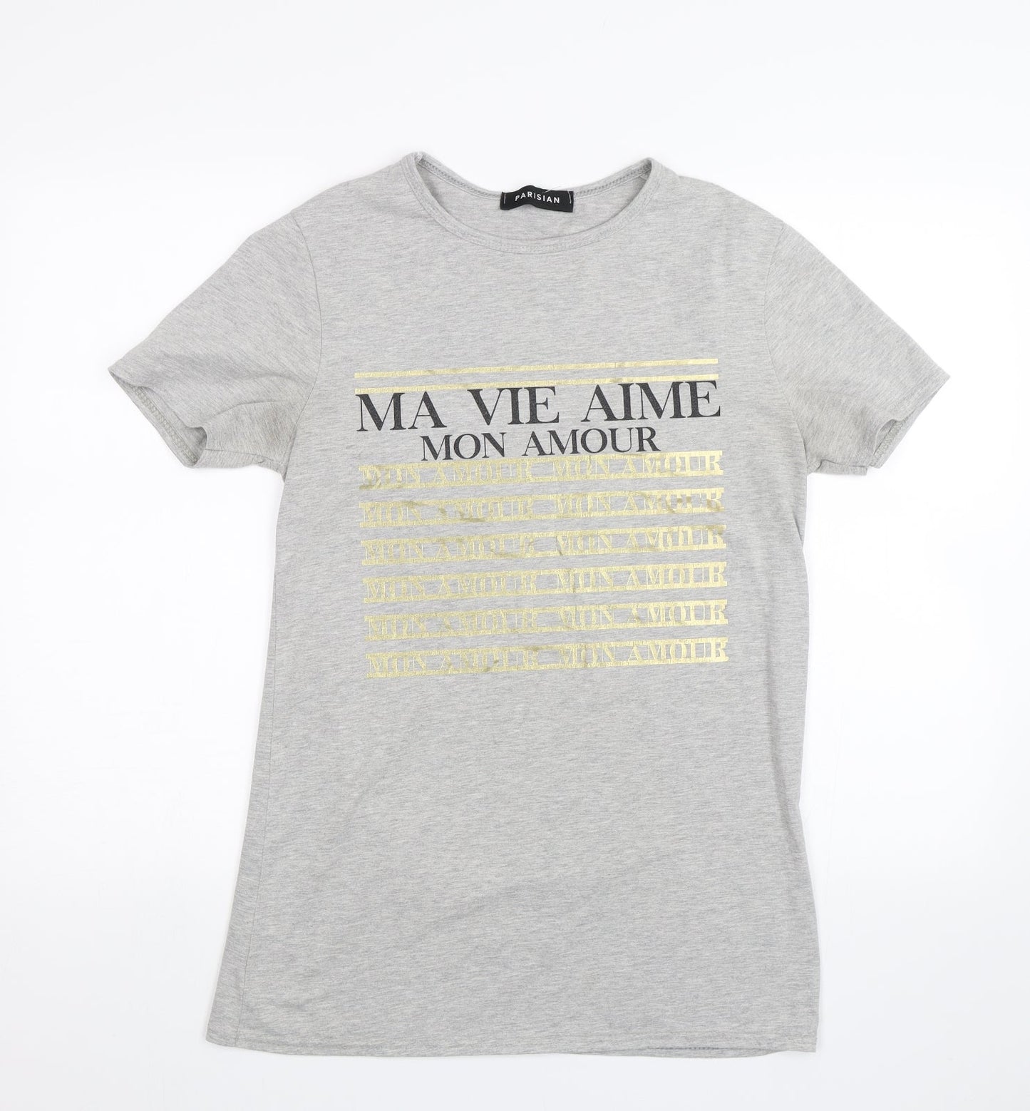 Womens UK Size S Parisian Grey Basic T-Shirt
