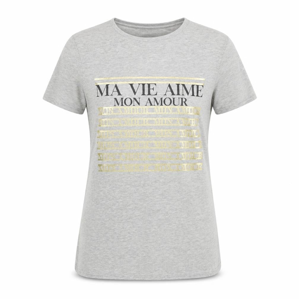 Womens UK Size S Parisian Grey Basic T-Shirt