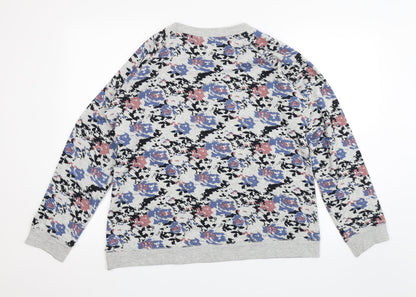 Loungewear Womens Grey Floral  Pullover Jumper Size M