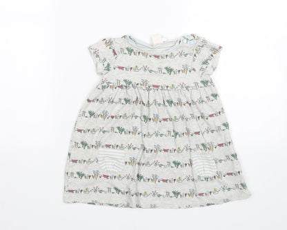 Mini Club Baby Grey Floral  Shift  Size 9-12 Months