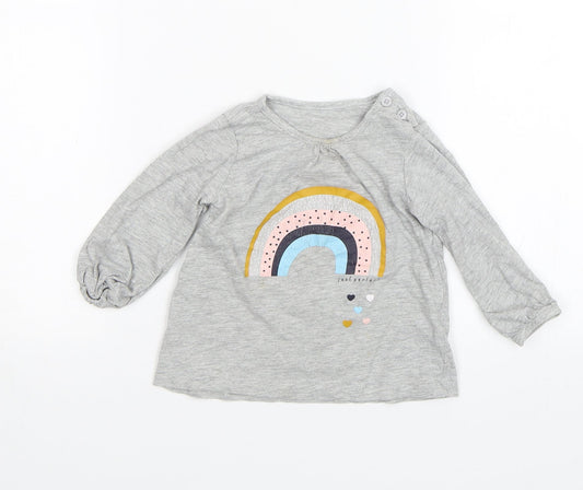 Matalan Baby Grey   Basic T-Shirt Size 9-12 Months  - Rainbow