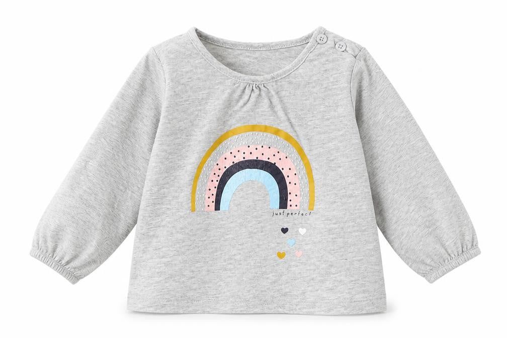 Matalan Baby Grey   Basic T-Shirt Size 9-12 Months  - Rainbow