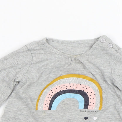 Matalan Baby Grey   Basic T-Shirt Size 9-12 Months  - Rainbow