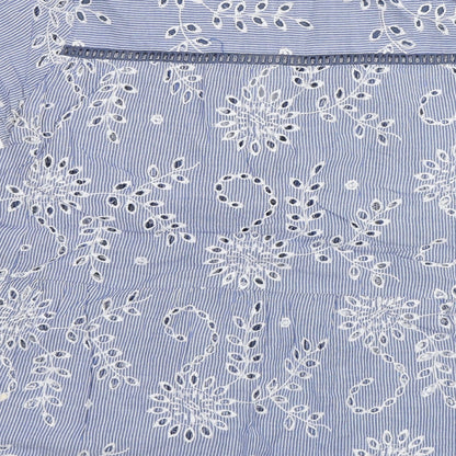 Holding Horses Womens Blue Floral  Basic Blouse Size 8