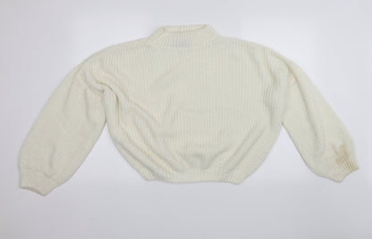 Womens UK Size M PRETTYLITTLETHING White Pullover Jumper