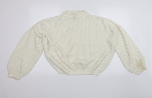 Womens UK Size M PRETTYLITTLETHING White Pullover Jumper