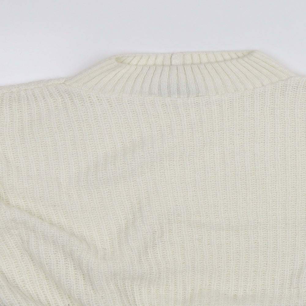 Womens UK Size M PRETTYLITTLETHING White Pullover Jumper