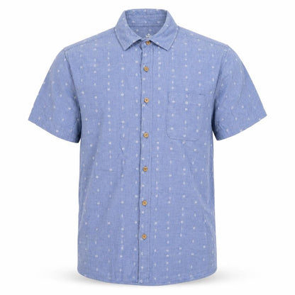Mens UK Size L Easy Blue  Button-Up Short Sleeve Casual Shirt