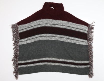 George Womens Grey Striped  Cape Jumper Size L