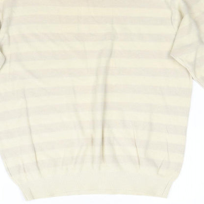Stark Mens Beige Striped Knit Pullover Jumper Size S