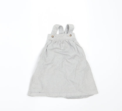 Marks and Spencer Girls Silver  Corduroy Pinafore/Dungaree Dress  Size 3-6 Months
