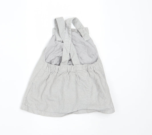 Marks and Spencer Girls Silver  Corduroy Pinafore/Dungaree Dress  Size 3-6 Months