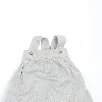 Marks and Spencer Girls Silver  Corduroy Pinafore/Dungaree Dress  Size 3-6 Months