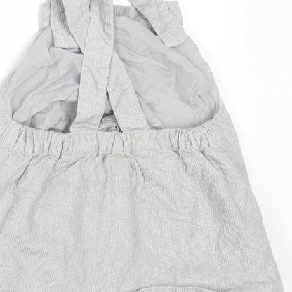 Marks and Spencer Girls Silver  Corduroy Pinafore/Dungaree Dress  Size 3-6 Months