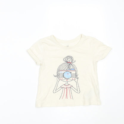 Gap Girls Ivory   Basic T-Shirt Size 2 Years  - smile