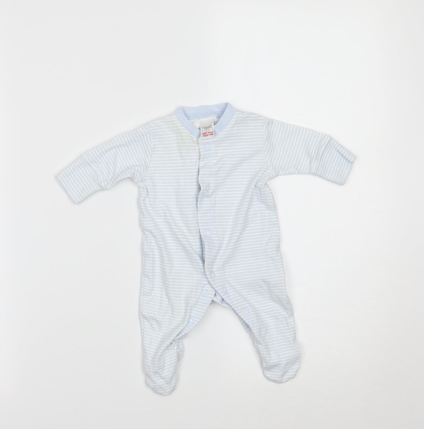 NEXT Boys Blue Striped  Babygrow One-Piece Size Newborn  - BUILT IN MITTENS